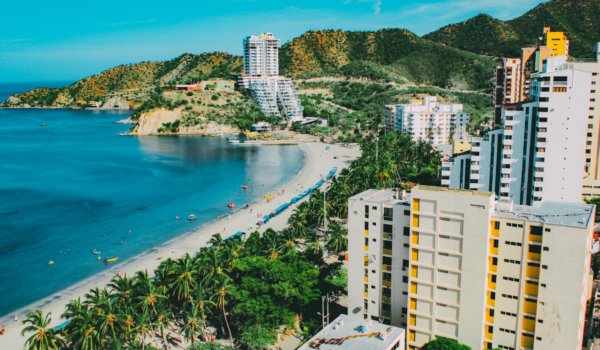 buildings on beach, colombia